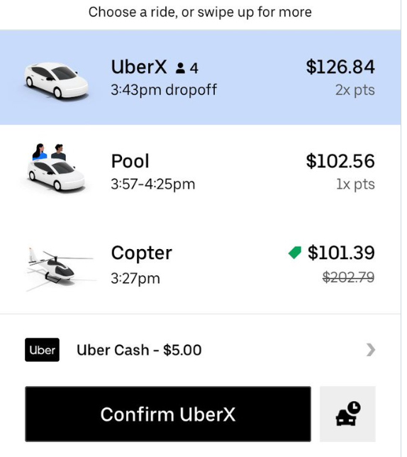 Twitterati amused as Uber chopper ride costs less than pool car