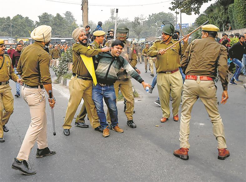 JNU students hold march, lathicharged