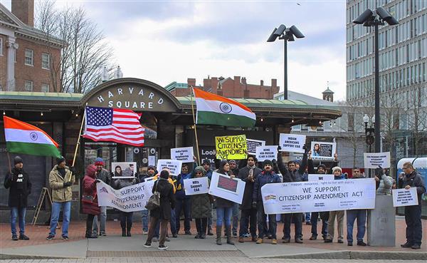 Braving sub-zero temperature, Indian-Americans hold rally in Boston in support of CAA