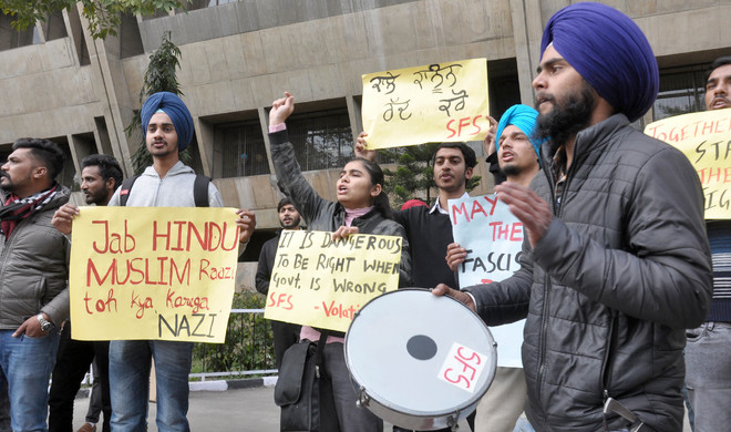 Protests in favour and against CAA at Guru Nanak Dev varsity