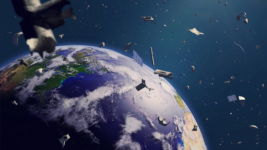 Two large pieces of space junk barely avoid collision