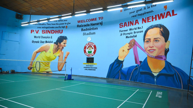 Graffiti of Saina Nehwal, PV Sindhu unveiled at Jalandhar's Hans Raj Stadium