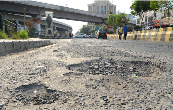 Tehsil complex road is popular for big names & deep potholes