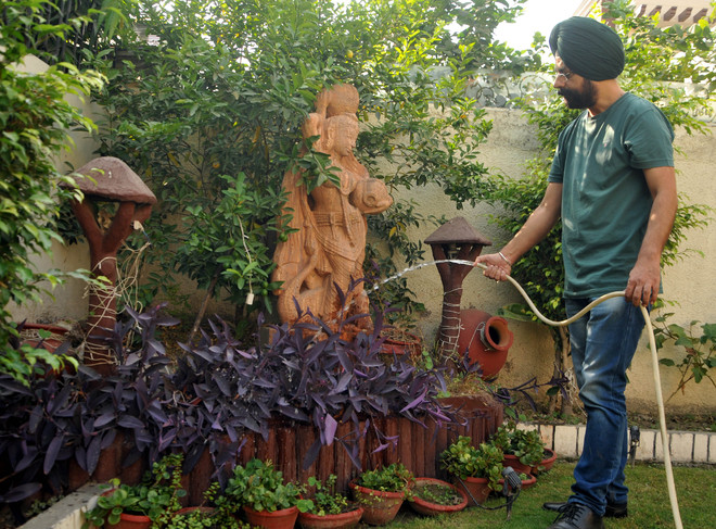 Grooming his garden is a meditative exercise for this artist