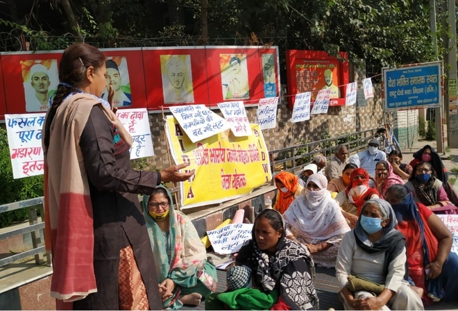 Women activists hold protest against 3 farm laws in Rohtak