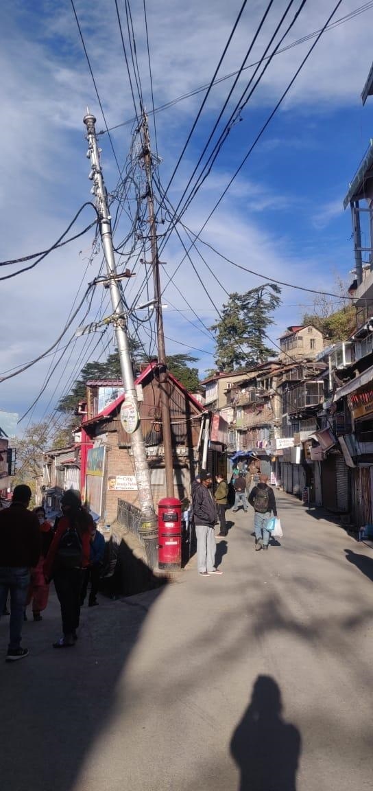 Tilted electric poles pose threat