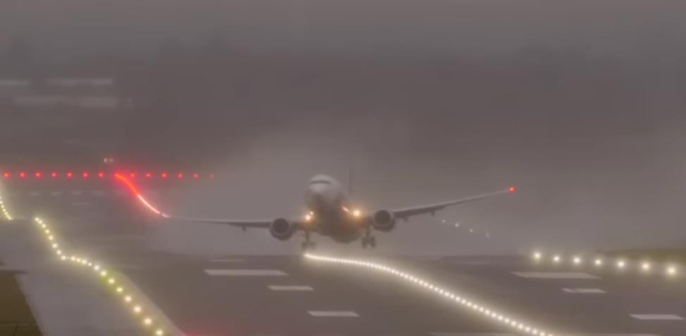 Watch the heart-stopping moment a plane is blown sideways by Storm Ciara
