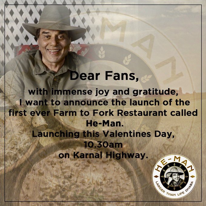 Dharmendra to launch new restaurant ‘He-Man’ on Valentine’s Day