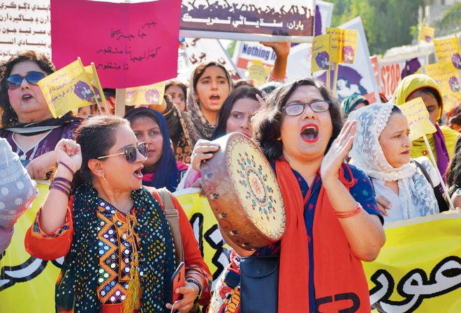 Women on the march in Pak