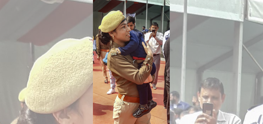 Husband busy taking exam, UP woman constable carries infant to guard duty at CM event