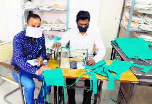 Stitching masks to address shortage