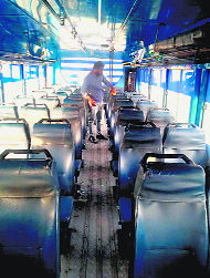 Road transport corporation starts disinfecting buses