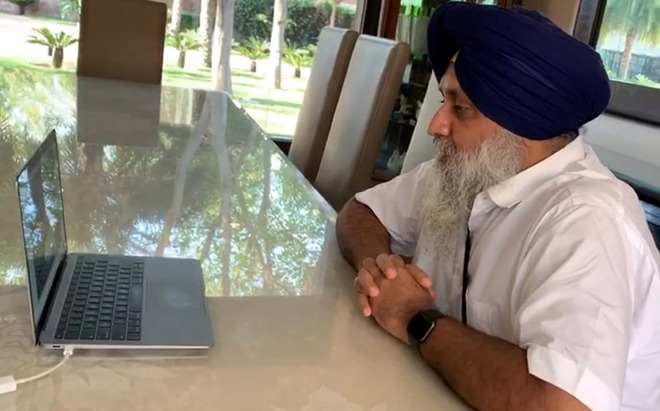Sukhbir interacts with party leaders via video link