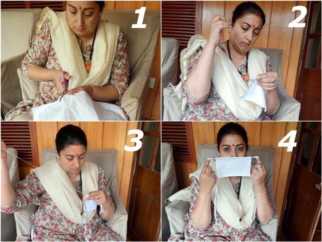 Smriti Irani just shared a photo tutorial of how to make masks at home, Twitter is Impressed
