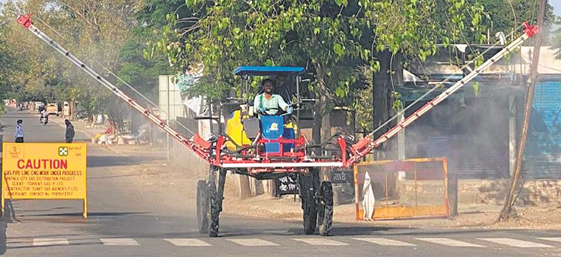 Now, spray machine to disinfect public places