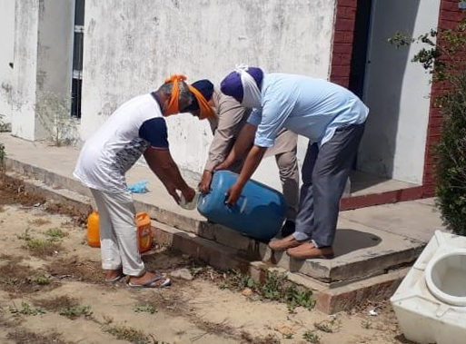 Water supply, sanitation workers  on duty without protective gear