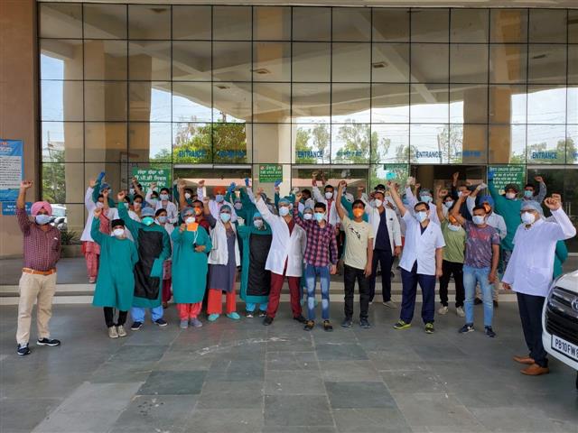 Ludhiana Civil hospital staff go on strike to protest low-quality masks