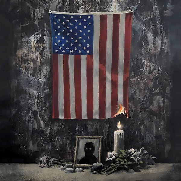 Britain's Banksy depicts US flag on fire in Floyd tribute