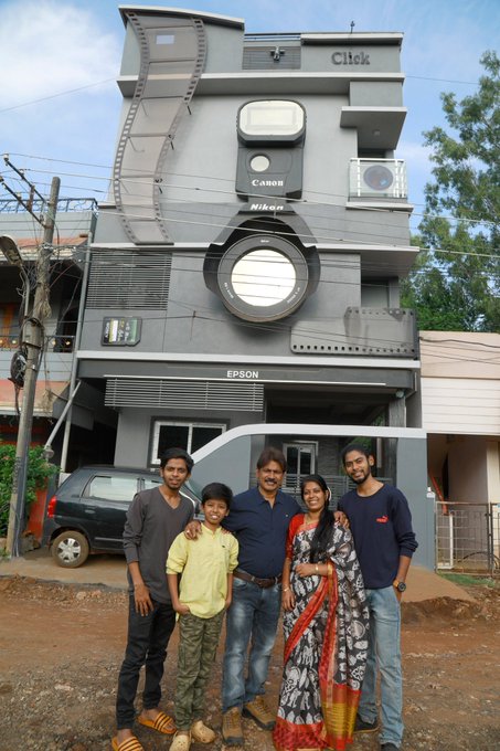 In pictures: Karnataka man builds camera-shaped house, names his kids 'Nikon, Canon and Epson'