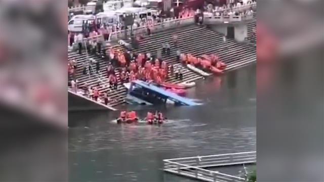 China: Bus with high-school students plunges into reservoir; watch chilling video