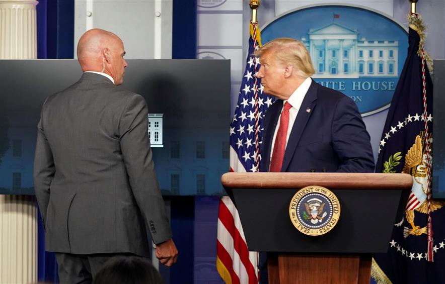 Trump abruptly escorted from press briefing after shooting near White House