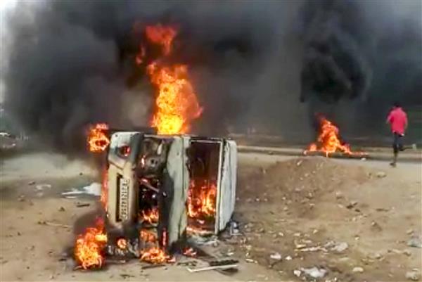 Dungarpur row: Protesters torch vehicle, vandalise property; Rapid Action Force deployed