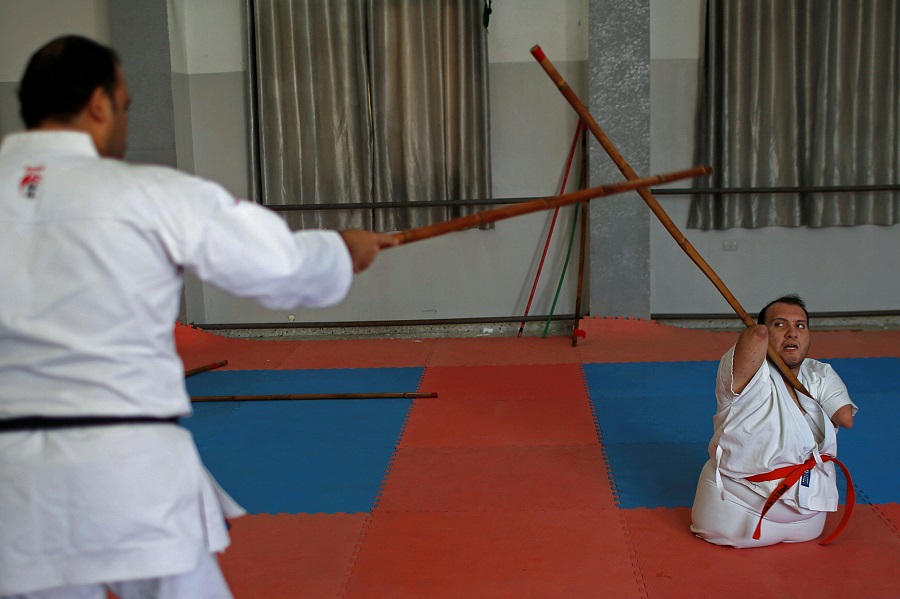 Gaza man with disabilities conquers karate
