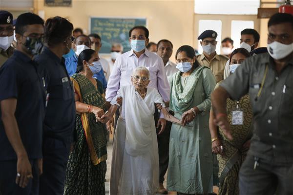 PM Modi’s 100-year-old mother Hiraben casts vote in Gandhinagar civic polls