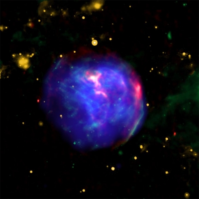 NASA telescopes spot remains of a supernova in colourful bubble