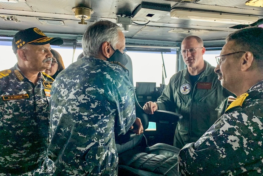 Aboard Carl Vinson, Navy Chief, US commander witness Malabar drill