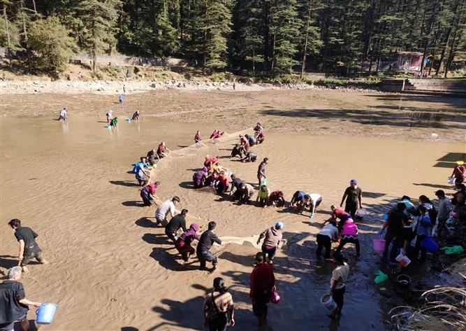 Dharamsala’s Dal Lake dries up; locals, Tibetans save dying fish