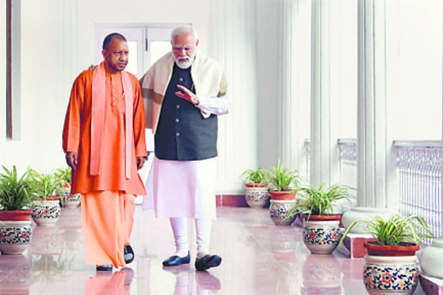 CM Yogi posts photos with PM,  sends out message to electorate