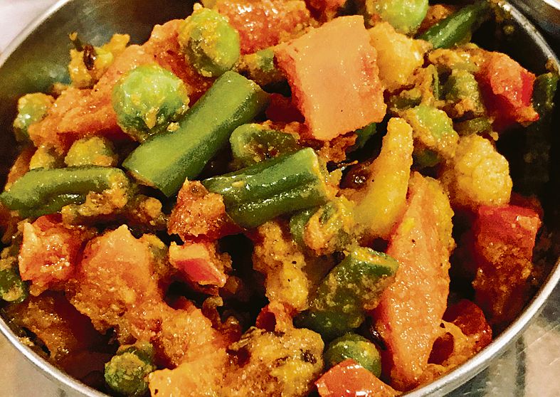 A staple at rural marriage feasts, mandir wali sabzi is made from easily available vegetables