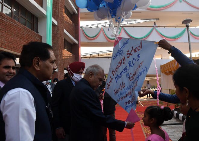 Chandigarh Administrator Banwarilal Purohit inaugurates govt primary school at Dhanas
