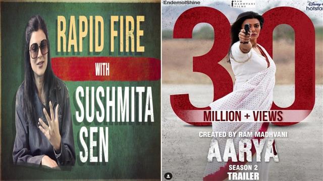 Play rapid fire round with Sushmita Sen and she says 'it's smouldering'. Watch the video