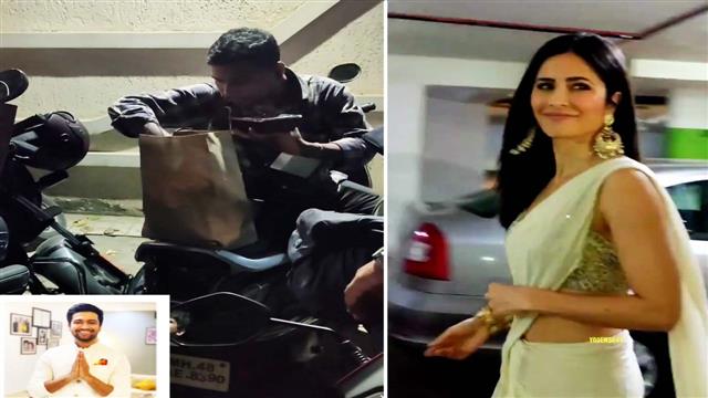 Vicky Kaushal sends food packets for paparazzi outside his house waiting to click Katrina as she comes for dinner in white saree with her mother