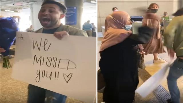 My mom is back: Watch hilarious video of man greeting his mother with flowers and card at airport, gets 'chappal ki pitai' in return