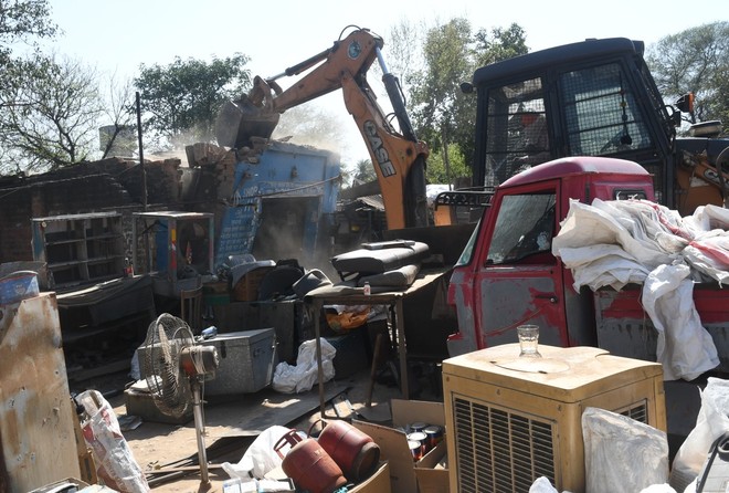 GMADA razes illegal structures at village