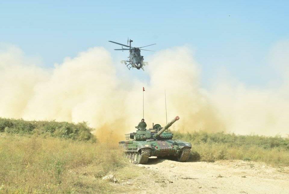 Army conducts integrated battle drills with tanks and helicopters