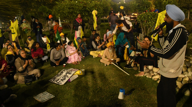 Cultural evening at Chandigarh's PGI Chowk in support of farmers