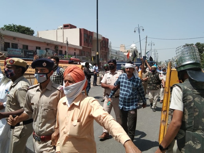 Farmers oppose MP Nayab Singh Saini’s visit to Kurukshetra, detained