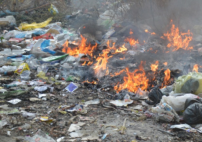 Burning of waste on roadsides common scene in city