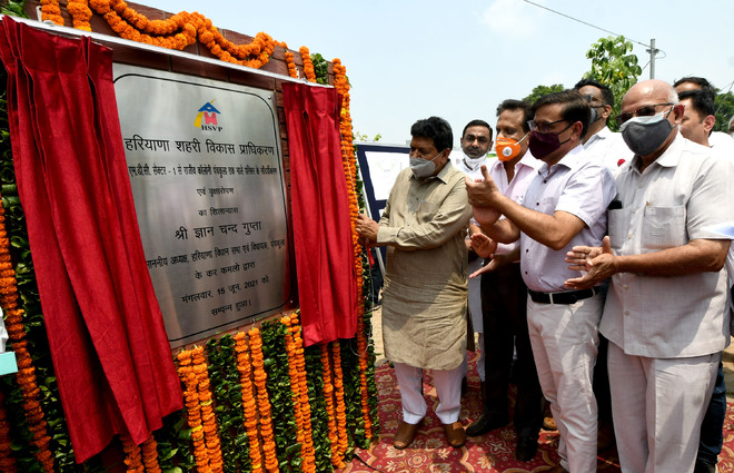 Speaker lays stone for beautification of drain