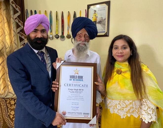 110-year-old Fauja Singh sets fitness goals for younger generation