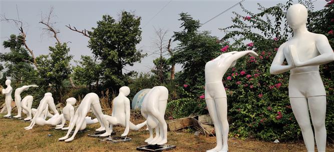 Two Jaipur sculptors stretch imagination to promote yoga
