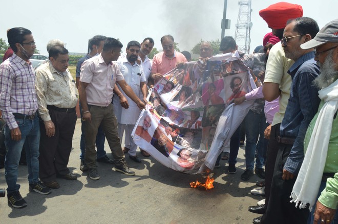 NGO Hindu Sikh Jagriti Sena burns effigies of PM Modi, CMs to protest inflation