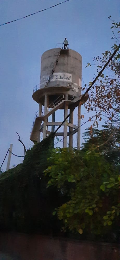 Unemployed youth climbs atop water tank in Sangrur to protest against not getting a job