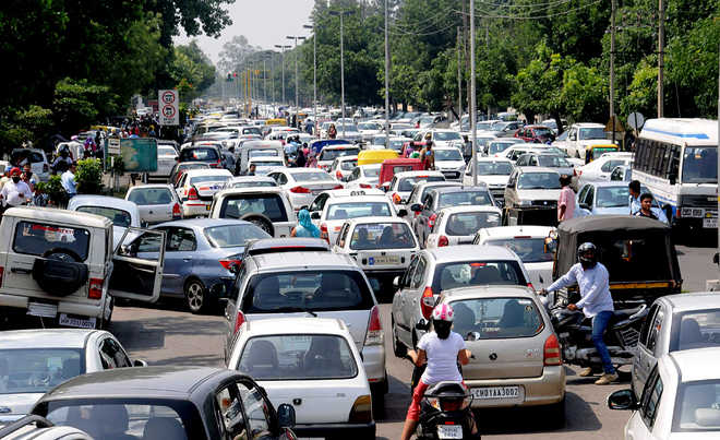 Zirakpur: Protest causes traffic jam on Airport Road