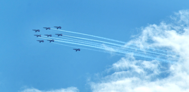 Jalandhar: Stunning performances by Suryakiran jets in the skies