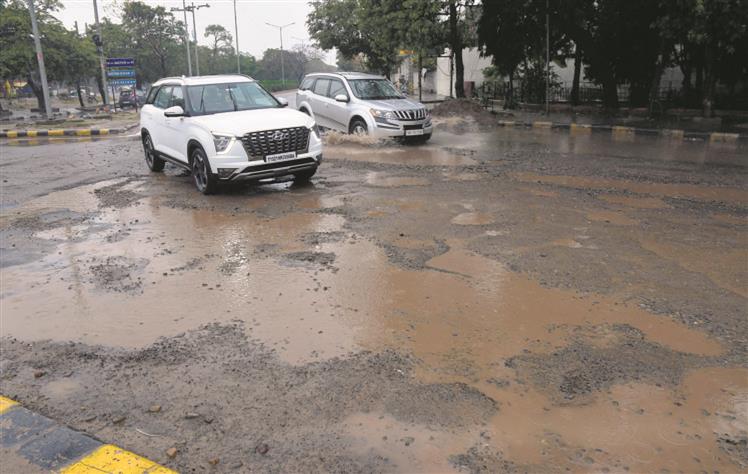 Rain washes away patchwork, leaves Panchkula roads potholed